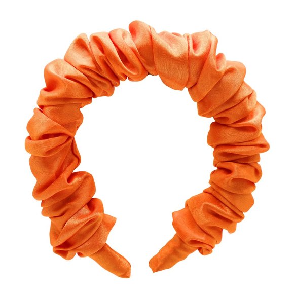 Ruched Headband, Neon Orange Ruched Headband, Scrunchie Headband - Picture 1 of 3